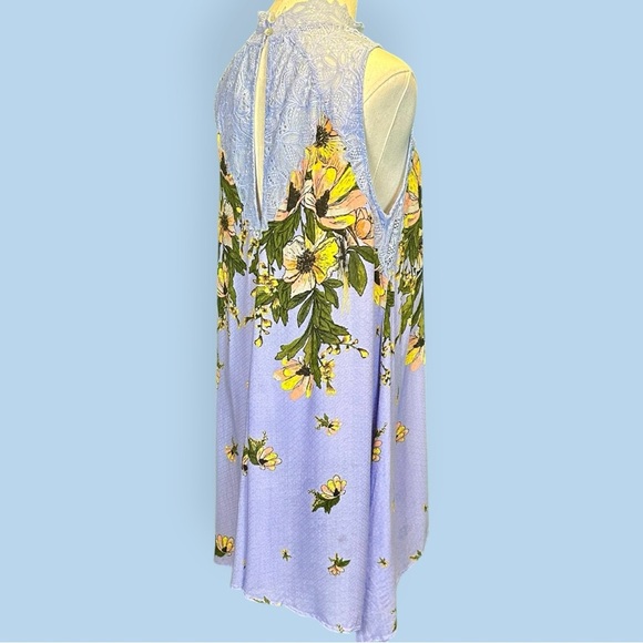 Free People ‘Marsha’ Printed Lace Slip Dress in “Periwinkle Sky” Size Large - Picture 13 of 16